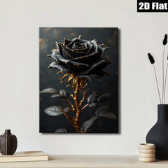 2D flat 1pc Dramatic Black Rose Bloom Wall Art Canvas Prints Living Room Bedroom Decor Modern Farmhouse Style Gallery Wrapped Ready to Hang