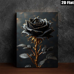 2D flat 1pc Dramatic Black Rose Bloom Wall Art Canvas Prints Living Room Bedroom Decor Modern Farmhouse Style Gallery Wrapped Ready to Hang
