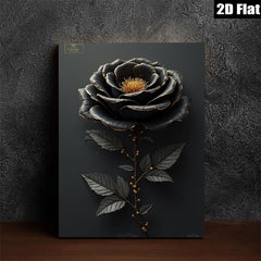2D flat 1pc Dramatic Black Rose Botanical Wall Art Canvas Print Living Room Bedroom Home Decor Modern Farmhouse Style Gallery Wrapped Ready to Hang