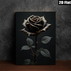 2D flat 1pc Dramatic Black Rose Floral Wall Art Botanical Prints Living Room Bedroom Decor Gallery Wrapped Canvas Modern Farmhouse Style