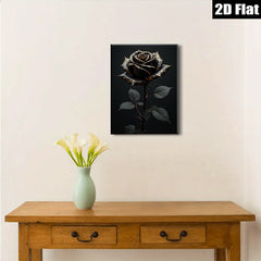 2D flat 1pc Dramatic Black Rose Floral Wall Art Botanical Prints Living Room Bedroom Decor Gallery Wrapped Canvas Modern Farmhouse Style