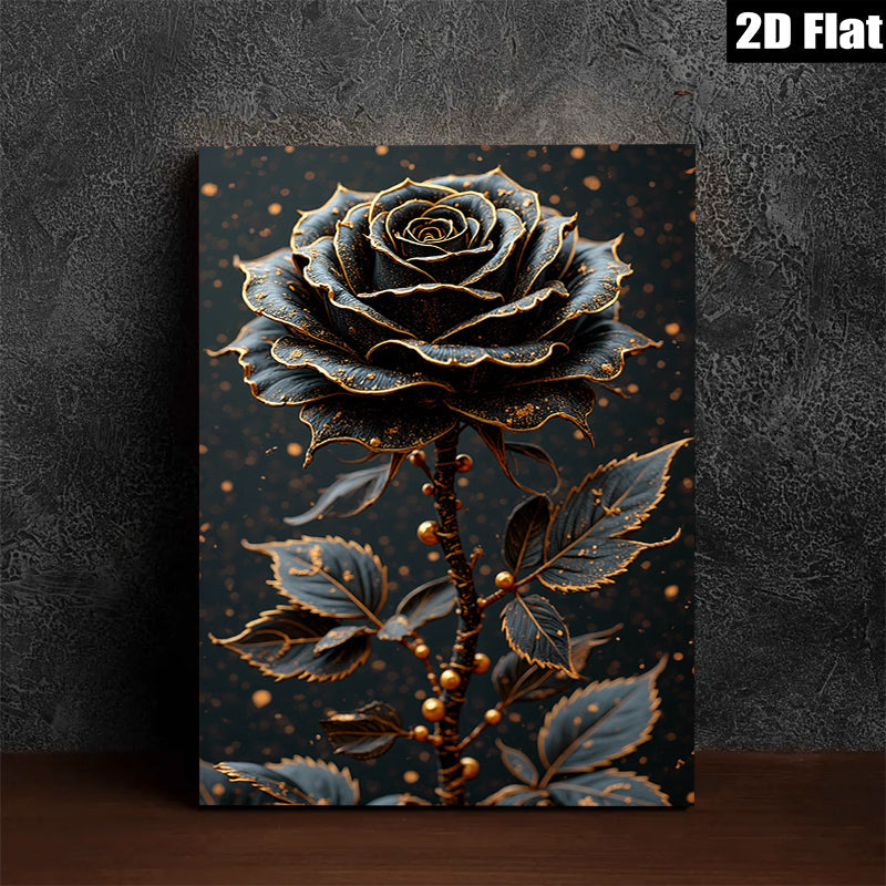 2D flat 1pc Dramatic Black Rose Floral Wall Art Decor Living Room Bedroom Modern Farmhouse Gallery Wrapped Canvas Prints Cozy Home Decor