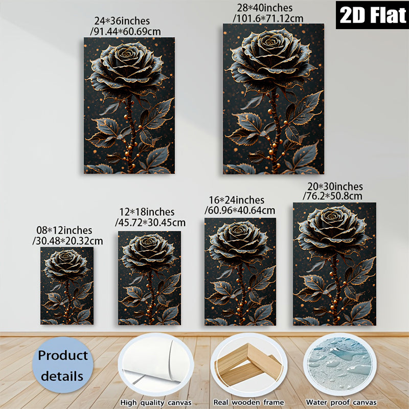 2D flat 1pc Dramatic Black Rose Floral Wall Art Decor Living Room Bedroom Modern Farmhouse Gallery Wrapped Canvas Prints Cozy Home Decor