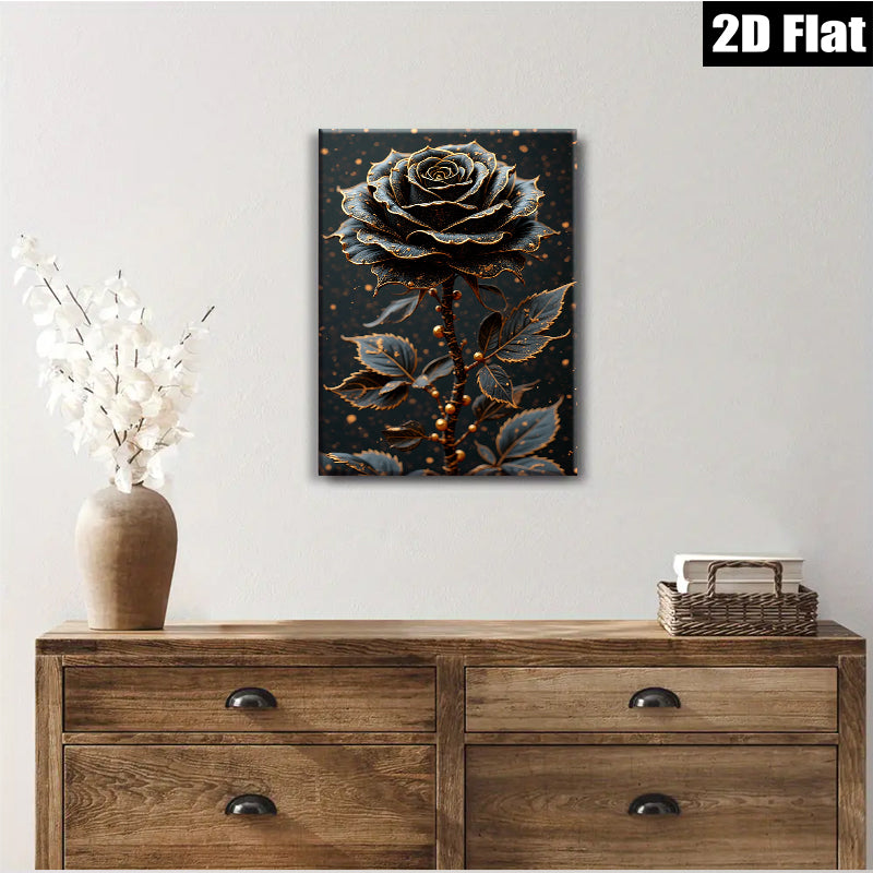 2D flat 1pc Dramatic Black Rose Floral Wall Art Decor Living Room Bedroom Modern Farmhouse Gallery Wrapped Canvas Prints Cozy Home Decor