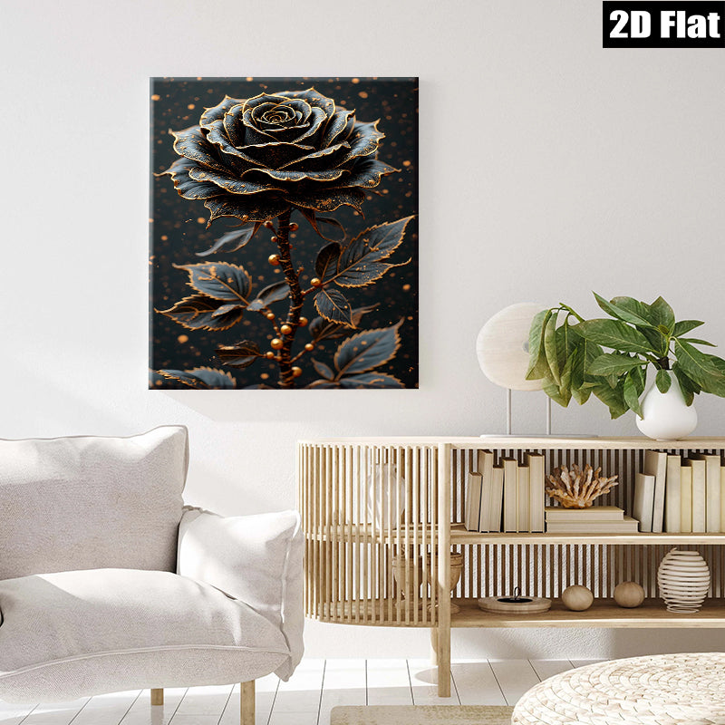 2D flat 1pc Dramatic Black Rose Floral Wall Art Decor Living Room Bedroom Modern Farmhouse Gallery Wrapped Canvas Prints Cozy Home Decor
