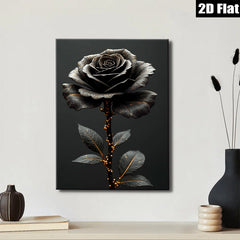 2D flat 1pc Dramatic Black Rose Floral Wall Art for Living Room Bedroom Gallery Wrapped Canvas Print Modern Farmhouse Decor Aesthetic Room Refresh Home Accents