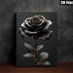 2D flat 1pc Dramatic Black Rose Floral Wall Art for Living Room Bedroom Gallery Wrapped Canvas Print Modern Farmhouse Decor Aesthetic Room Refresh Home Accents