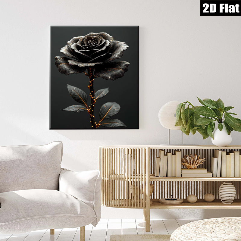 2D flat 1pc Dramatic Black Rose Floral Wall Art for Living Room Bedroom Gallery Wrapped Canvas Print Modern Farmhouse Decor Aesthetic Room Refresh Home Accents