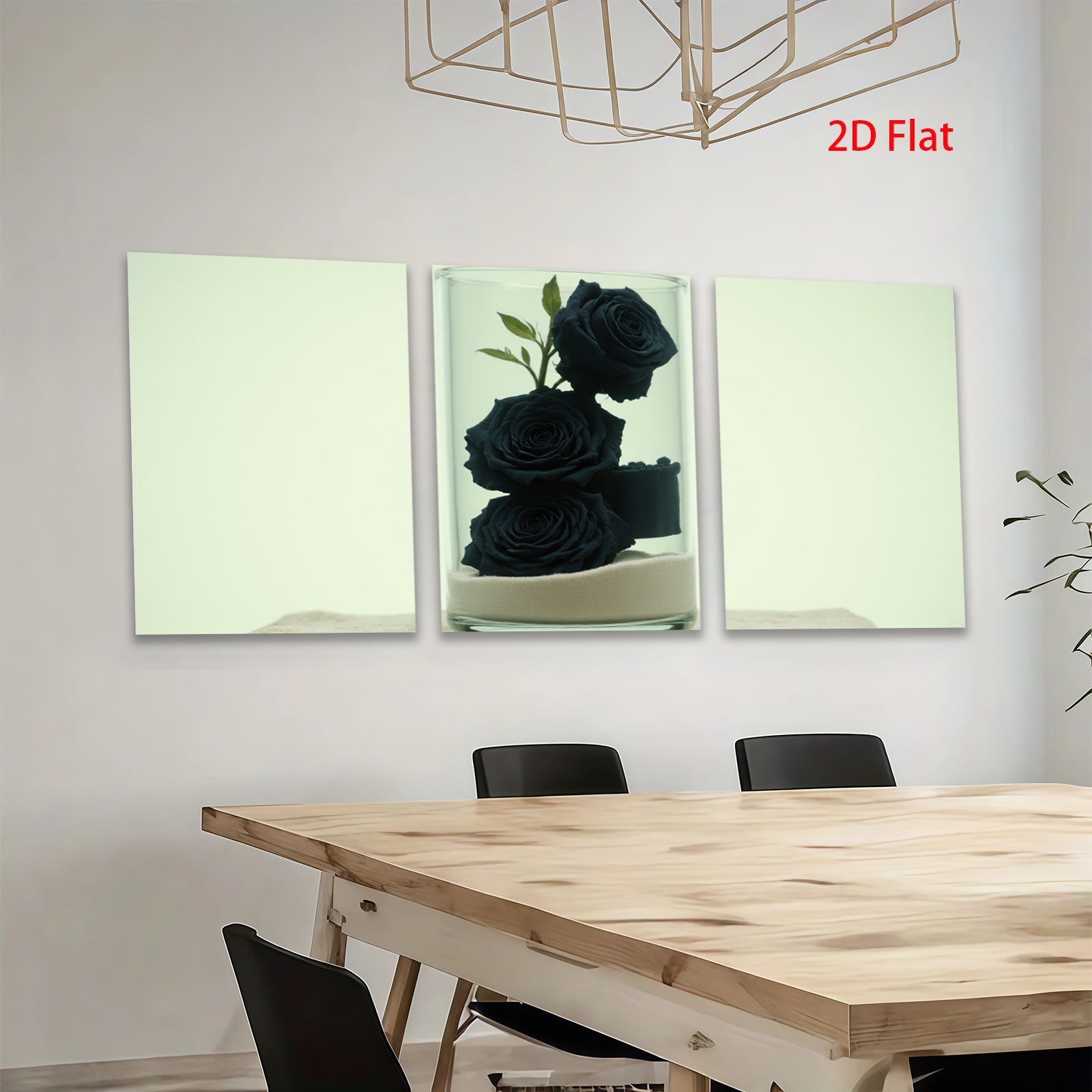 2D flat 1pc Dramatic Black Roses in Glass Vase Modern Farmhouse Living Room Bedroom Wall Decor Gallery Wrapped Canvas Print Ready to Hang