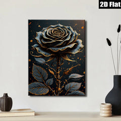 2D flat 1pc Dramatic Blue Rose Floral Wall Art Canvas Print for Living Room Bedroom Modern Farmhouse Decor Gallery Wrapped Ready to Hang