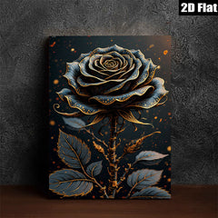 2D flat 1pc Dramatic Blue Rose Floral Wall Art Canvas Print for Living Room Bedroom Modern Farmhouse Decor Gallery Wrapped Ready to Hang