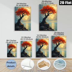 2D flat 1pc Dramatic Coastal Redwood Tree Sunset Landscape Wall Art Canvas Prints for Living Room Bedroom Office Decor Farmhouse Style Gallery Wrapped Modern Artwork