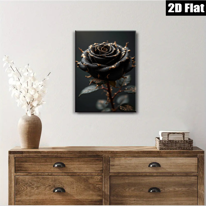 2D flat 1pc Dramatic Crimson Bloom Floral Wall Art for Living Room Bedroom Home Decor Gallery Wrapped Canvas Prints Modern Farmhouse Style