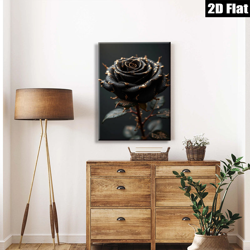 2D flat 1pc Dramatic Crimson Bloom Floral Wall Art for Living Room Bedroom Home Decor Gallery Wrapped Canvas Prints Modern Farmhouse Style