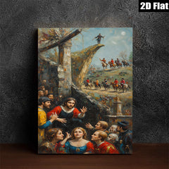 2D flat 1pc Dramatic Historical Scene with Figures & Horses Religious Wall Art for Living Room Bedroom Gallery Wrapped Canvas Print Home Decor