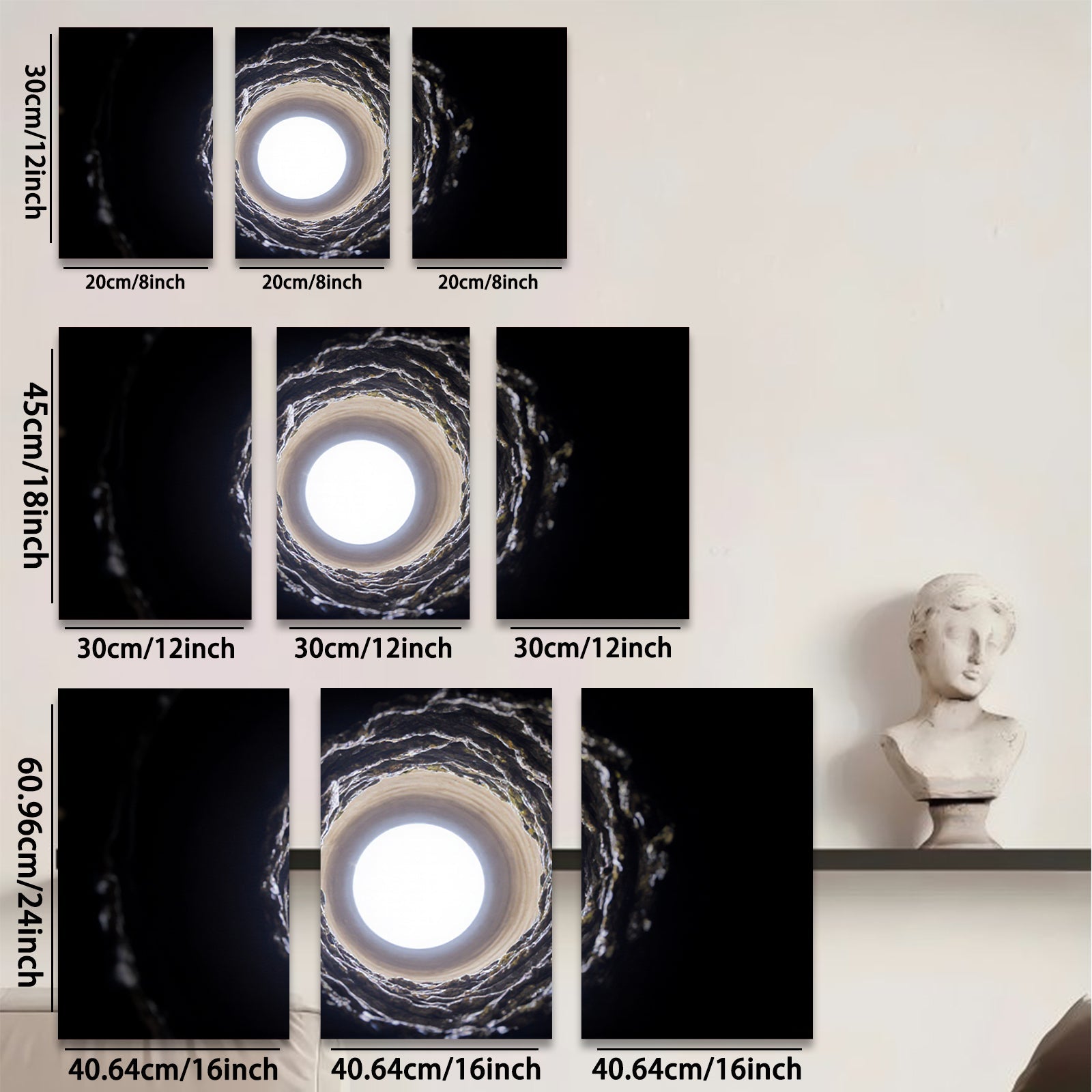 2D flat 1pc Dramatic Light Tunnel Abstract Wall Art for Living Room Bedroom Modern Farmhouse Decor Gallery Wrapped Canvas Prints Trending Now Coastal Aesthetic