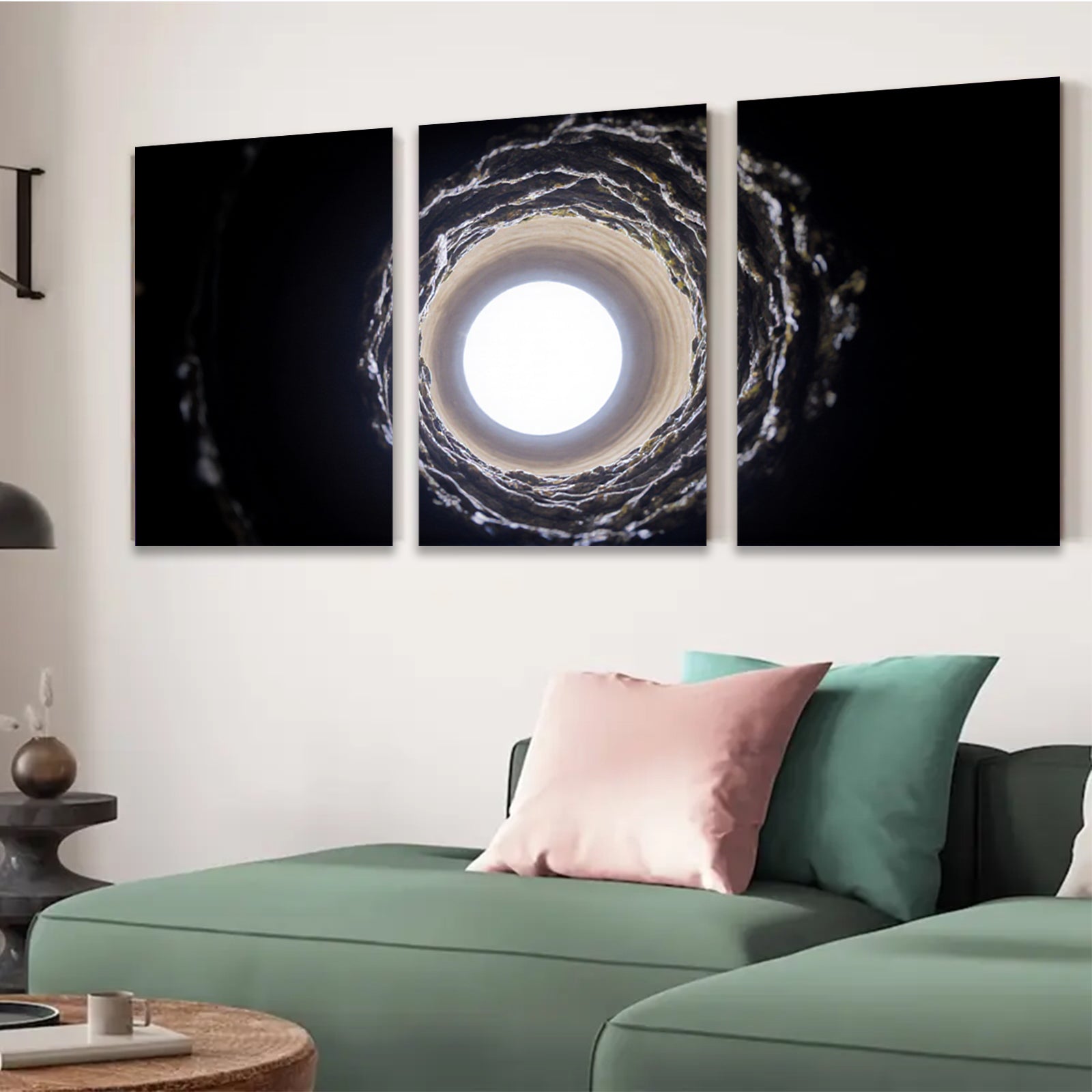 2D flat 1pc Dramatic Light Tunnel Abstract Wall Art for Living Room Bedroom Modern Farmhouse Decor Gallery Wrapped Canvas Prints Trending Now Coastal Aesthetic
