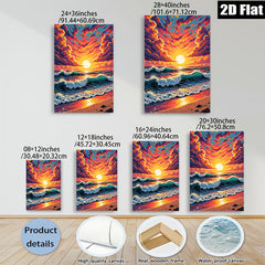 2D flat 1pc Dramatic Ocean Sunrise Coastal Beach Wall Art Decor for Living Room Bedroom Home Office Gallery Wrapped Canvas Prints Modern Farmhouse Style