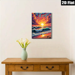 2D flat 1pc Dramatic Ocean Sunrise Coastal Beach Wall Art Decor for Living Room Bedroom Home Office Gallery Wrapped Canvas Prints Modern Farmhouse Style