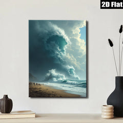 2D flat 1pc Dramatic Ocean Wave Crashing Shoreline Beach Coastal Wall Art Living Room Bedroom Decor Modern Farmhouse Style Gallery Wrapped Canvas Prints Ready to Hang