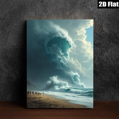 2D flat 1pc Dramatic Ocean Wave Crashing Shoreline Beach Coastal Wall Art Living Room Bedroom Decor Modern Farmhouse Style Gallery Wrapped Canvas Prints Ready to Hang