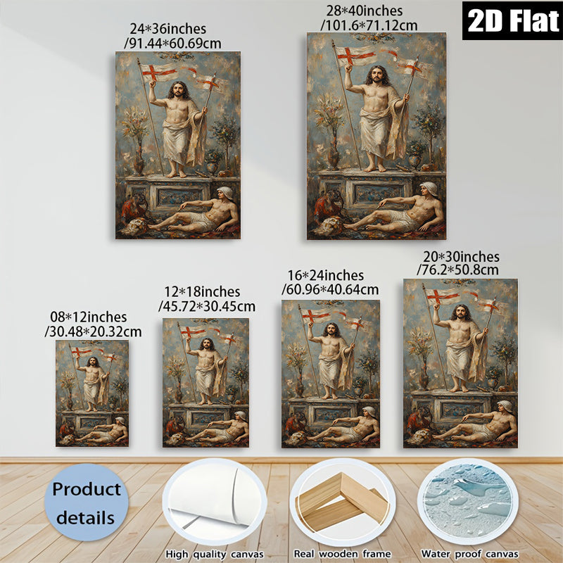 2D flat 1pc Dramatic Religious Scene Historical Figure Wall Art Baroque Style Living Room Bedroom Decor Gallery Wrapped Canvas Print for Home Office Hotel