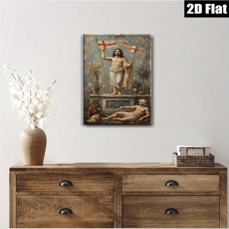 2D flat 1pc Dramatic Religious Scene Historical Figure Wall Art Baroque Style Living Room Bedroom Decor Gallery Wrapped Canvas Print for Home Office Hotel