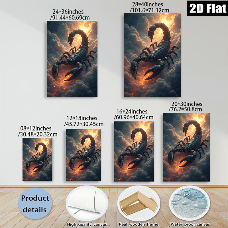 2D flat 1pc Dramatic Scorpion Portrait Wall Art Canvas Prints for Living Room Bedroom Modern Farmhouse Decor Gallery Wrapped Tealightful Trending Now
