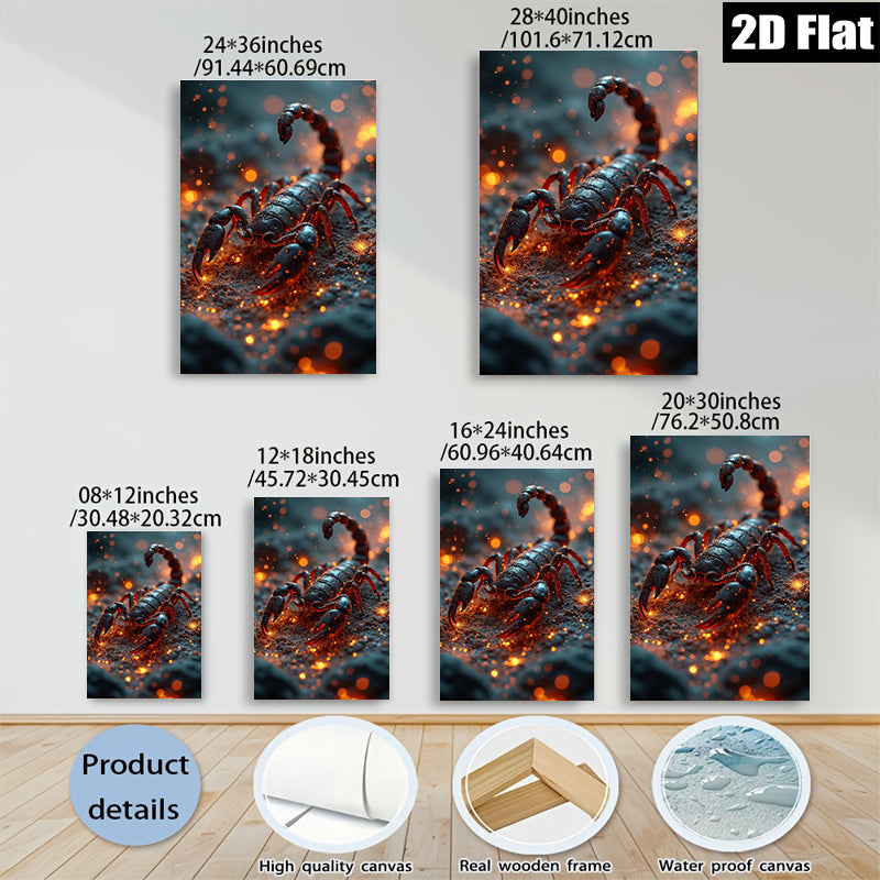 2D flat 1pc Dramatic Scorpion Portrait Wall Art Living Room Bedroom Decor Gallery Wrapped Canvas Print Modern Farmhouse Aesthetic Coastal Chic Home Office Enhancement