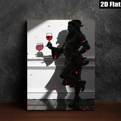 2D flat 1pc Dramatic Silhouette Woman with Wine Glass Modern Wall Art for Living Room Bedroom Decor Gallery Wrapped Canvas Prints Stylish Home Accents