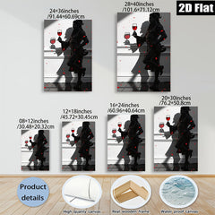 2D flat 1pc Dramatic Silhouette Woman with Wine Glass Modern Wall Art for Living Room Bedroom Decor Gallery Wrapped Canvas Prints Stylish Home Accents
