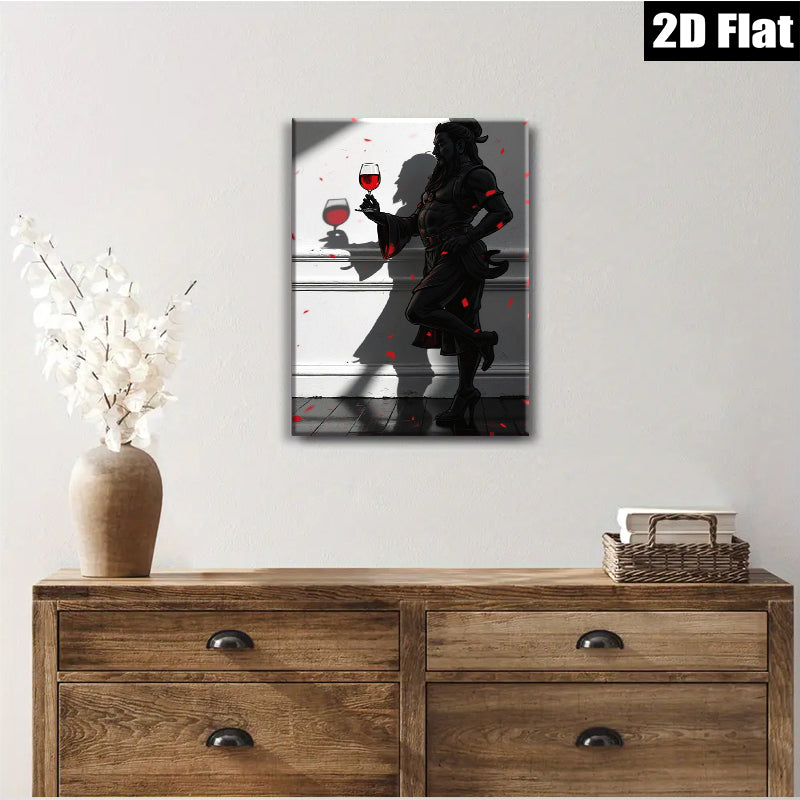 2D flat 1pc Dramatic Silhouette Woman with Wine Glass Modern Wall Art for Living Room Bedroom Decor Gallery Wrapped Canvas Prints Stylish Home Accents