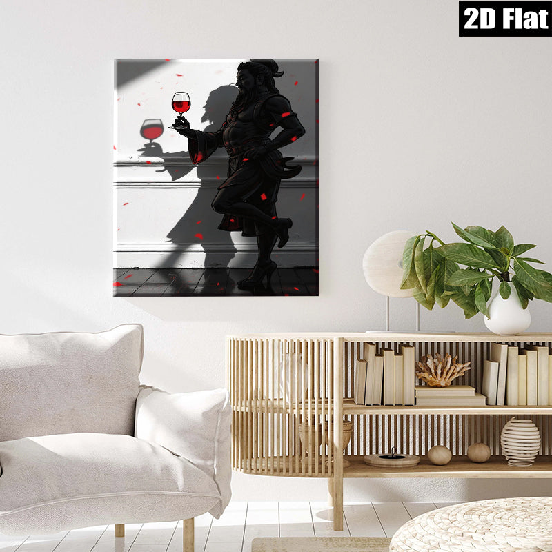 2D flat 1pc Dramatic Silhouette Woman with Wine Glass Modern Wall Art for Living Room Bedroom Decor Gallery Wrapped Canvas Prints Stylish Home Accents