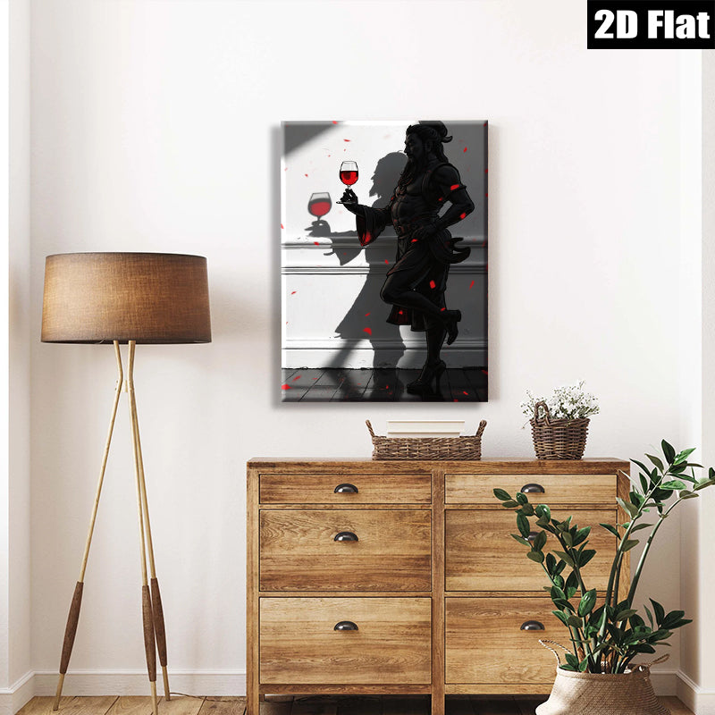2D flat 1pc Dramatic Silhouette Woman with Wine Glass Modern Wall Art for Living Room Bedroom Decor Gallery Wrapped Canvas Prints Stylish Home Accents