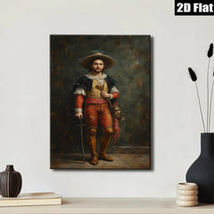 2D flat 1pc Dramatic Spanish Conquistador Portrait Wall Art Living Room Bedroom Decor Gallery Wrapped Canvas Prints Modern Farmhouse Style Rustic Chic Home Office Accents