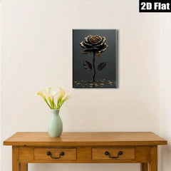 2D flat 1pc Dripping Gold Black Rose Floral Wall Art Canvas Prints for Living Room Bedroom Decor Modern Farmhouse Style Gallery Wrapped Ready to Hang