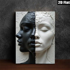 2D flat 1pc Dual Faces Sculpture Portrait Wall Art Modern Minimalist Home Decor Living Room Bedroom Gallery Wrapped Canvas Print for Stylish Interiors Trending Now