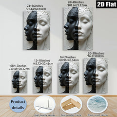 2D flat 1pc Dual Faces Sculpture Portrait Wall Art Modern Minimalist Home Decor Living Room Bedroom Gallery Wrapped Canvas Print for Stylish Interiors Trending Now
