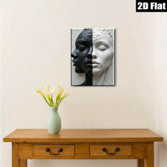 2D flat 1pc Dual Faces Sculpture Portrait Wall Art Modern Minimalist Home Decor Living Room Bedroom Gallery Wrapped Canvas Print for Stylish Interiors Trending Now