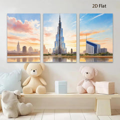 2D flat 1pc Dubai Skyline Cityscape Wall Art Modern Home Decor Living Room Bedroom Office Canvas Prints Framed Ready To Hang Large Size Beautiful Artwork