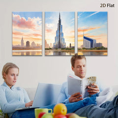 2D flat 1pc Dubai Skyline Cityscape Wall Art Modern Home Decor Living Room Bedroom Office Canvas Prints Framed Ready To Hang Large Size Beautiful Artwork