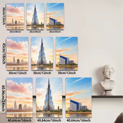 2D flat 1pc Dubai Skyline Cityscape Wall Art Modern Home Decor Living Room Bedroom Office Canvas Prints Framed Ready To Hang Large Size Beautiful Artwork