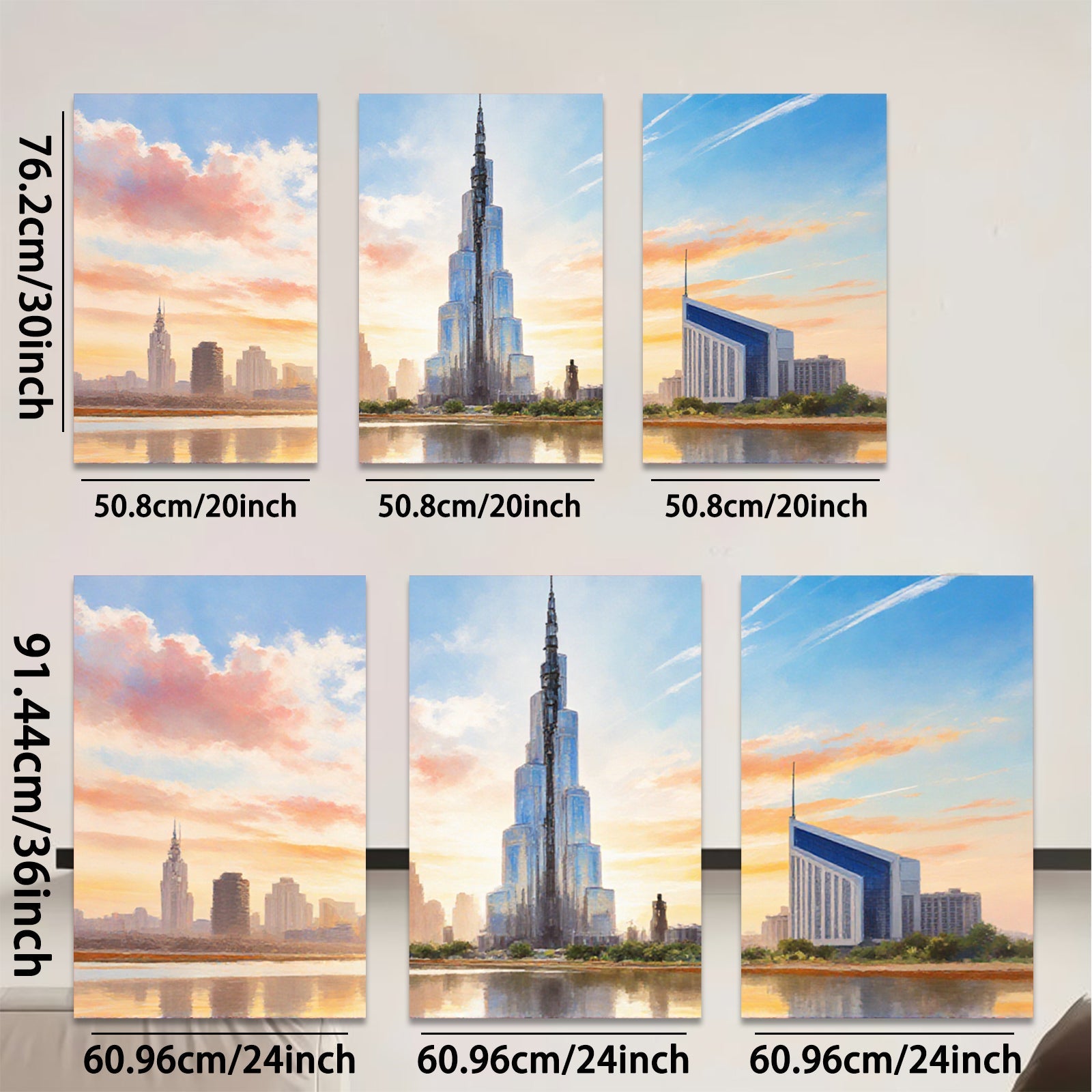2D flat 1pc Dubai Skyline Cityscape Wall Art Modern Home Decor Living Room Bedroom Office Canvas Prints Framed Ready To Hang Large Size Beautiful Artwork