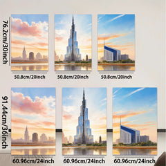 2D flat 1pc Dubai Skyline Cityscape Wall Art Modern Home Decor Living Room Bedroom Office Canvas Prints Framed Ready To Hang Large Size Beautiful Artwork