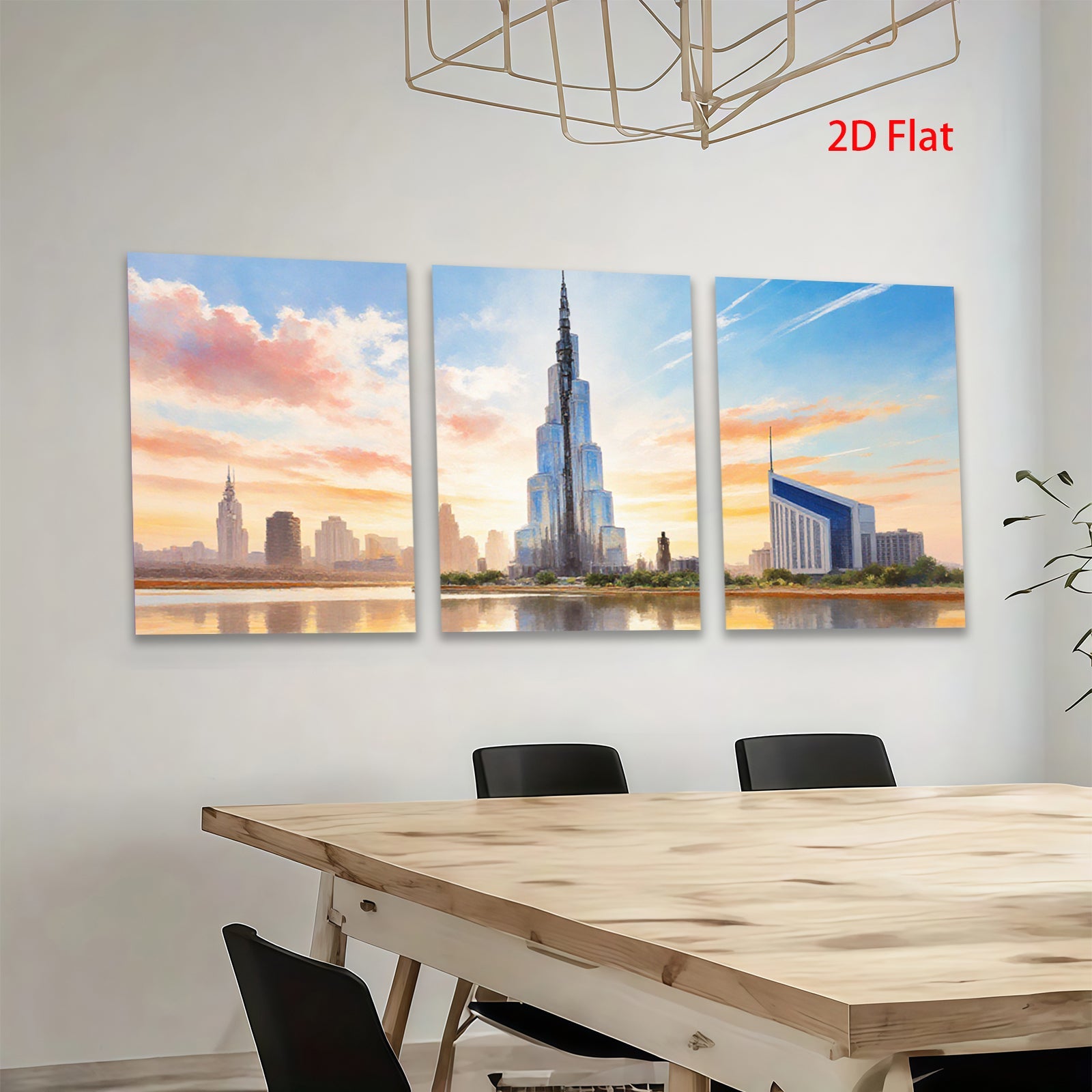 2D flat 1pc Dubai Skyline Cityscape Wall Art Modern Home Decor Living Room Bedroom Office Canvas Prints Framed Ready To Hang Large Size Beautiful Artwork