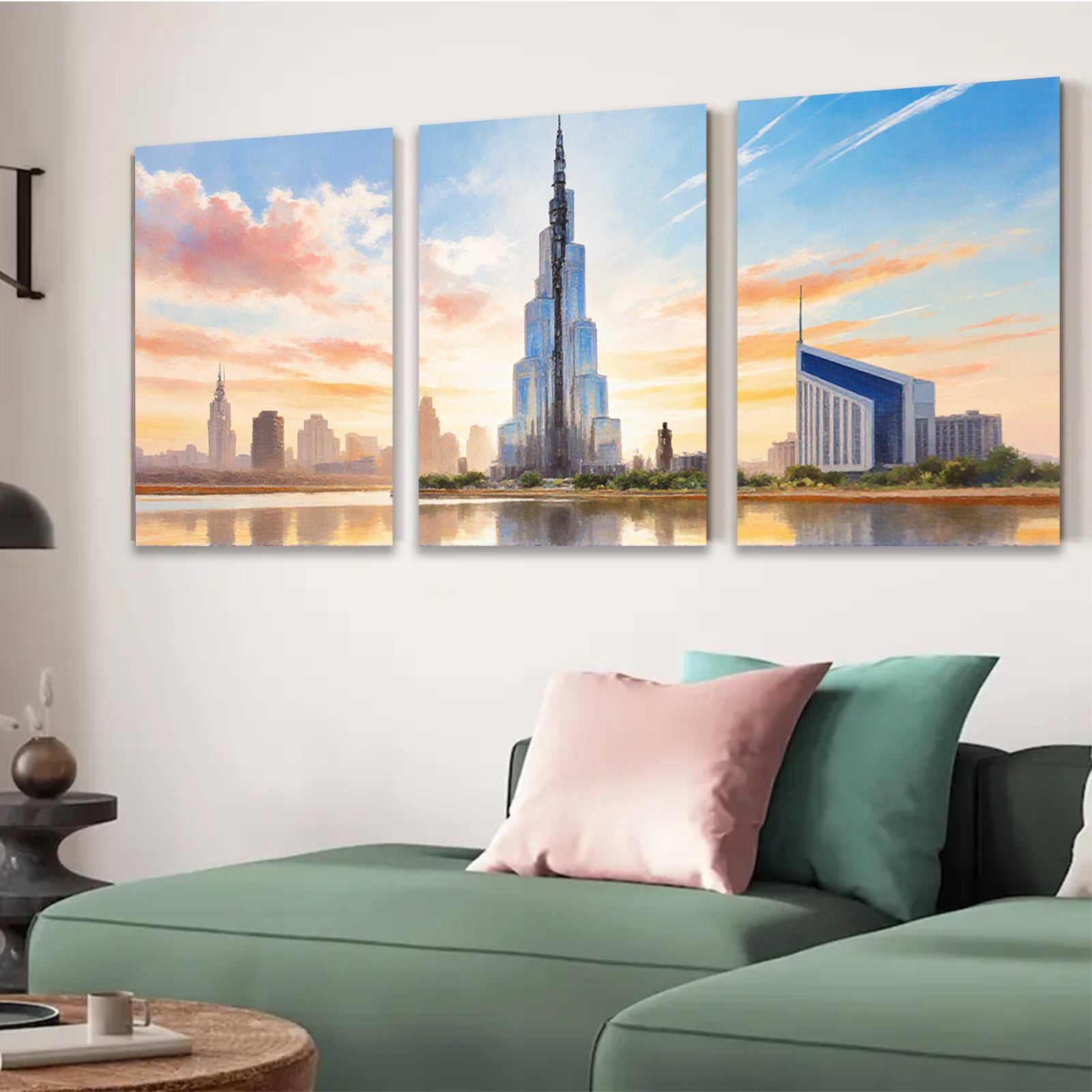 2D flat 1pc Dubai Skyline Cityscape Wall Art Modern Home Decor Living Room Bedroom Office Canvas Prints Framed Ready To Hang Large Size Beautiful Artwork