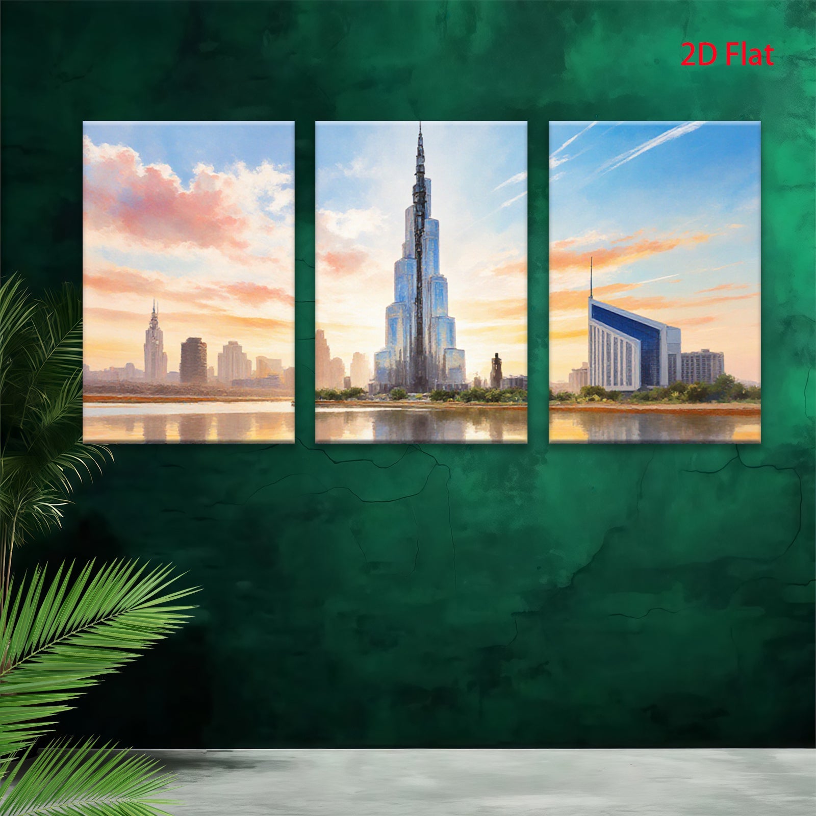 2D flat 1pc Dubai Skyline Cityscape Wall Art Modern Home Decor Living Room Bedroom Office Canvas Prints Framed Ready To Hang Large Size Beautiful Artwork