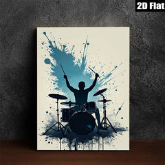 2D flat 1pc Dynamic Drummer Silhouette Wall Art Music Room Decor Boys Bedroom Canvas Print Living Room Artwork Modern Minimalist Design Gallery Wrapped Ready To Hang