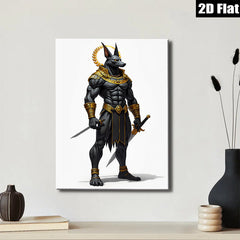 2D flat 1pc Egyptian Anubis God Warrior Portrait Wall Art Canvas Prints for Living Room Bedroom Home Decor Modern Farmhouse Gallery Wrapped Timeless