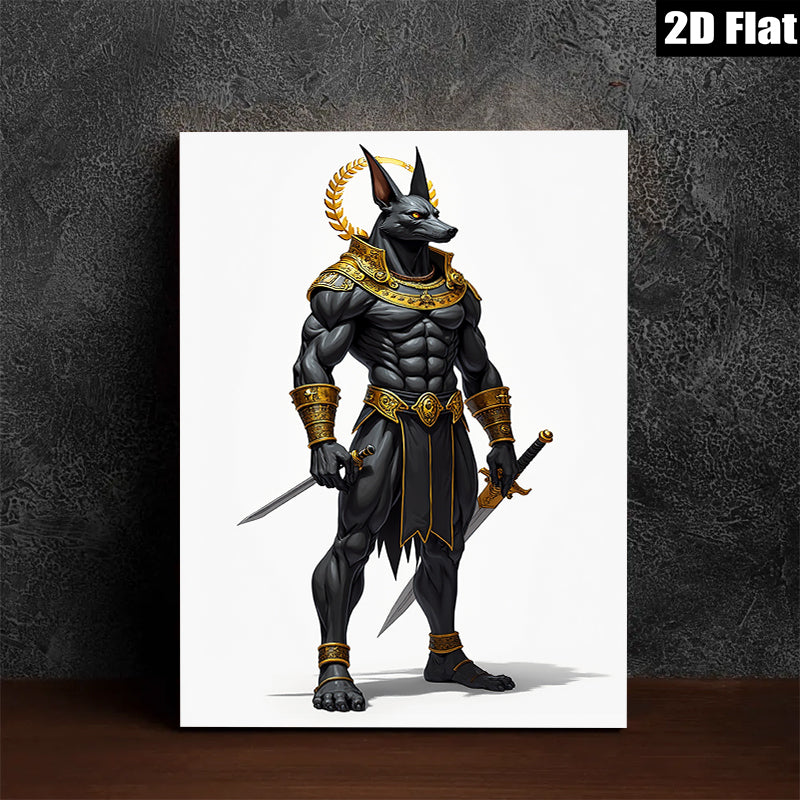 2D flat 1pc Egyptian Anubis God Warrior Portrait Wall Art Canvas Prints for Living Room Bedroom Home Decor Modern Farmhouse Gallery Wrapped Timeless
